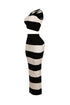 Sophisticated Knit Striped Top & Skirt SET